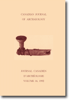 Journal canadien d'archéologie volume 16 Journal canadien d'archéologie volume 16