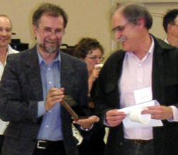 R.G. Matson being presented with the Smith-Wintemberg Award by David Pokotylo in Nanaimo R.G. Matson