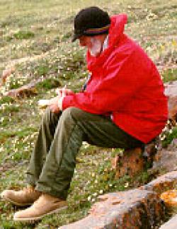 William E. Taylor Jr. taking notes at the Clinton Point site on Amundsen Gulf William E. Taylor Jr. taking notes at the Clinton Point site