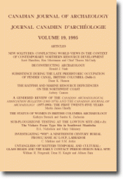 Journal canadien d'archéologie volume 19